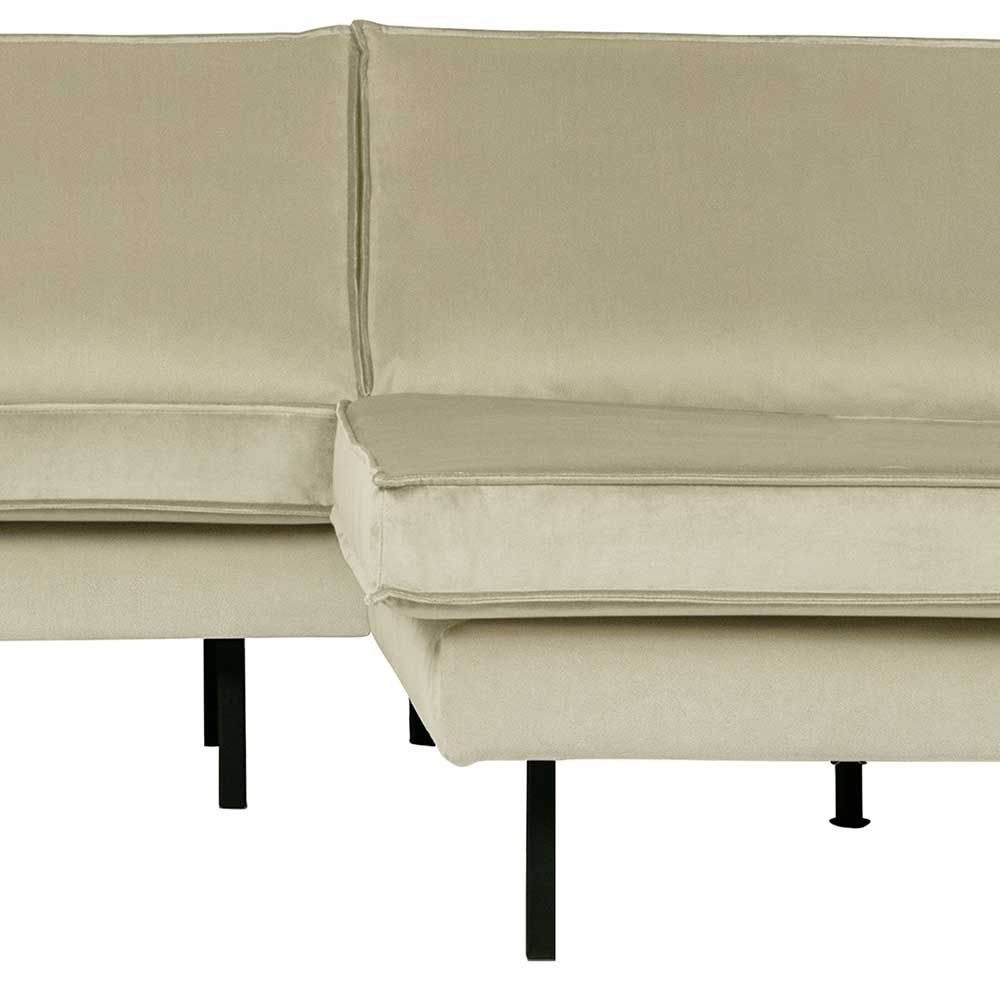 Samt Ecksofa in Graugrün - Loona