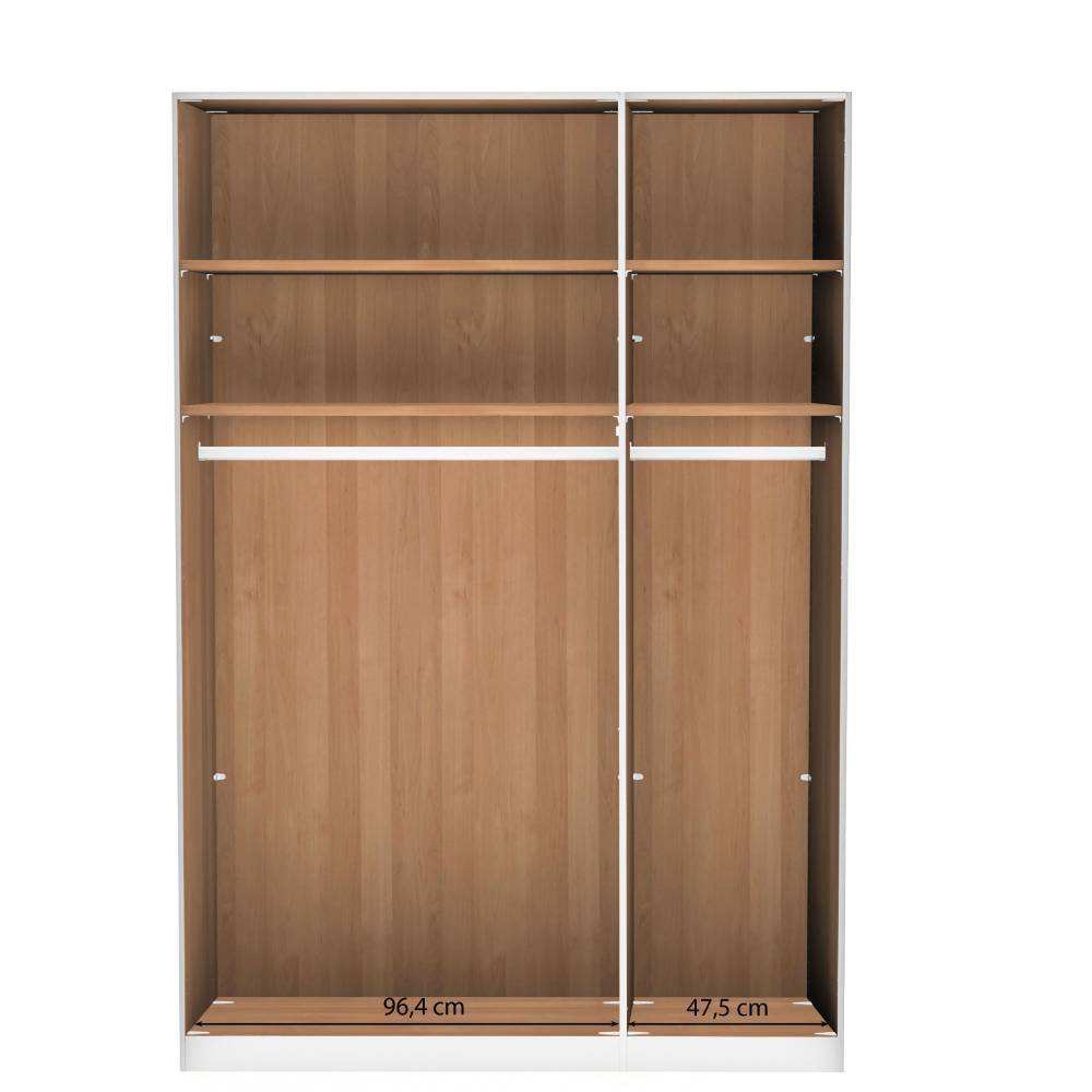 3-türiger Schlafzimmerschrank mit einer Spiegeltür - Murray