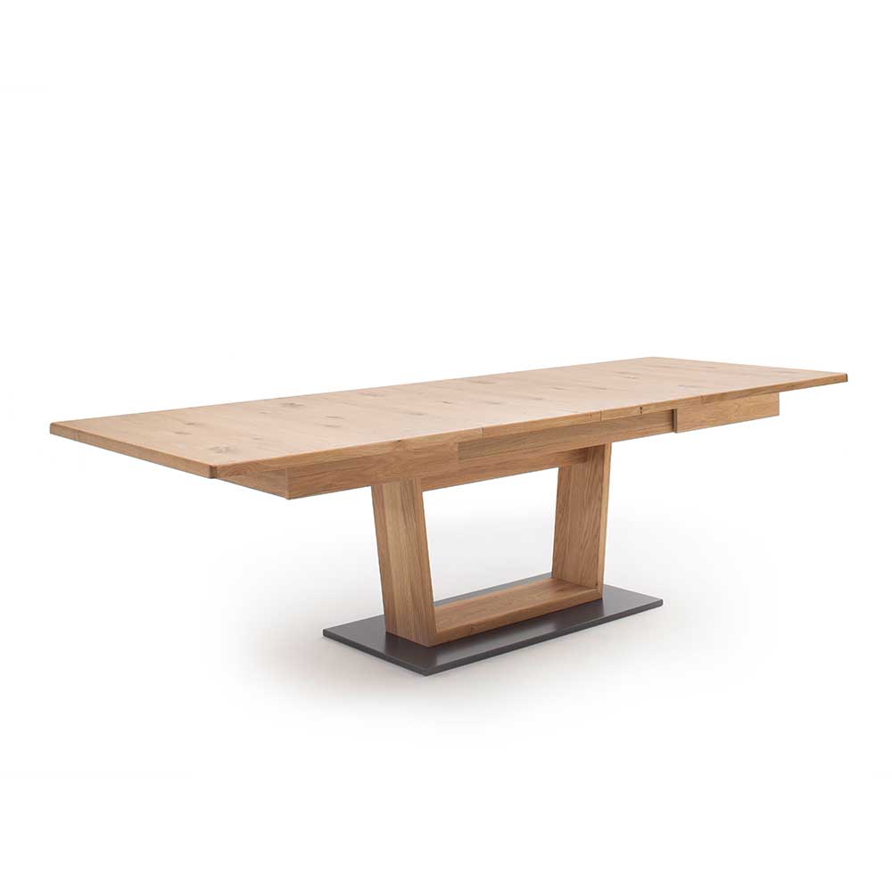 Großer Design Ausziehtisch mit V-Säulenfuß - Assela