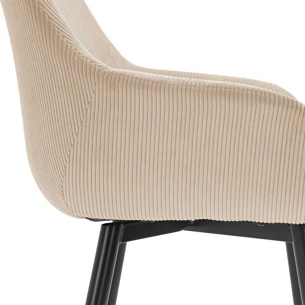 Stuhl mit Cordbezug in Beige - Sensibil (2er Set)