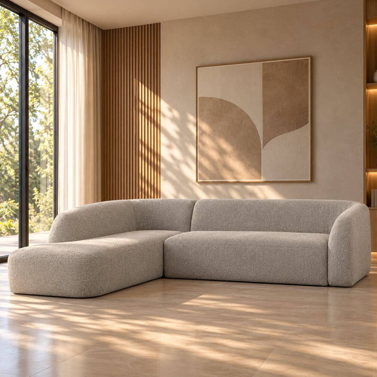 Scandi Chic Polsterecke in Offwhite Chenille - Utperio