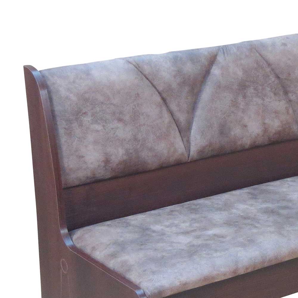 Truhenbank in Nussbaum Dunkel Croama mit Microfaser Hellbraun