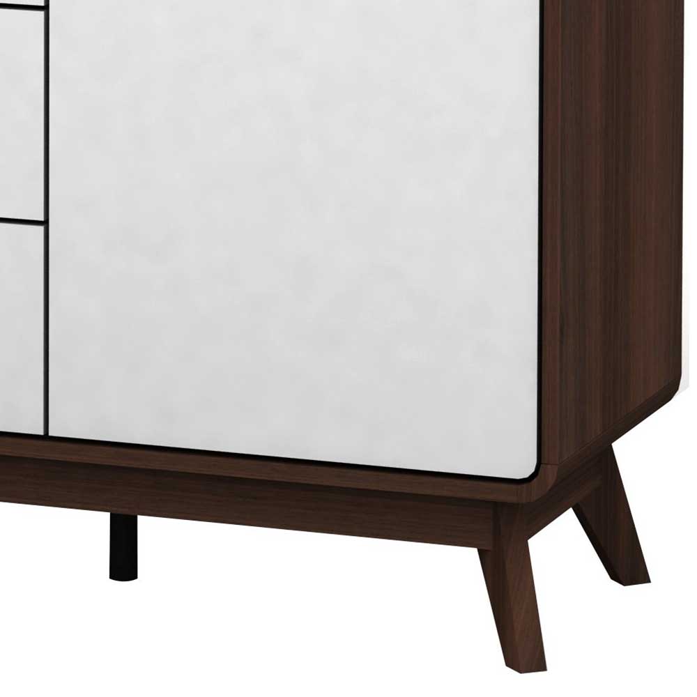 140x76x39 Design Sideboard in Weiß & Walnuss - Devkan