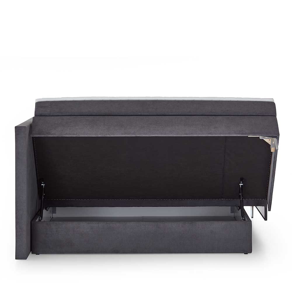 Dunkelgraues Boxspring-Bett mit Bettkasten - Jubby