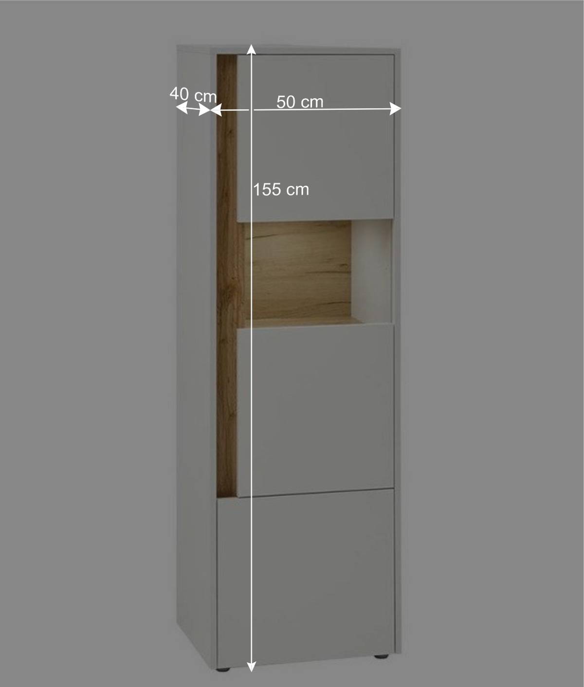 Vitrinenschrank in Weiß & Wildeiche Dekor - Nonessia