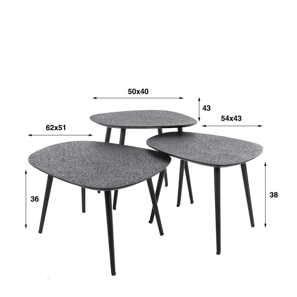 3-Satz Couchtisch aus Metall - Loppara (dreiteilig)