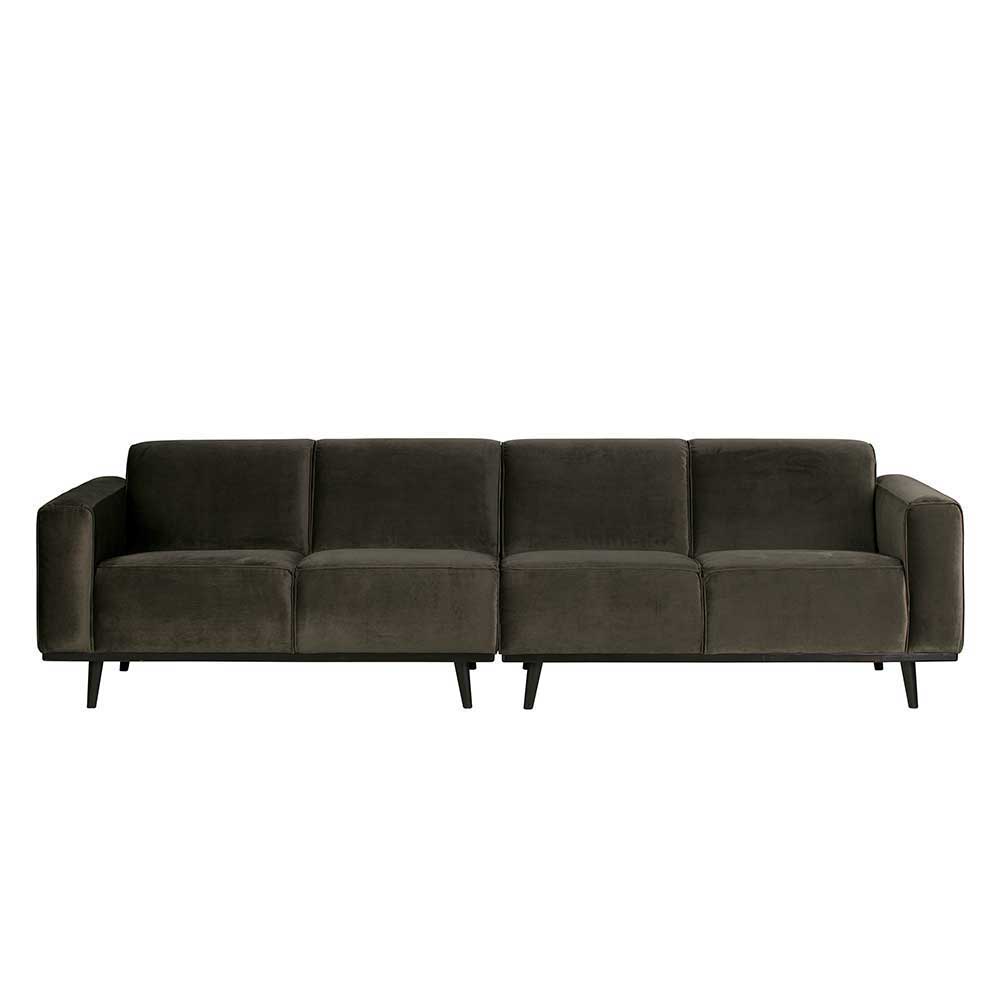 Dunkelgrünes Samt Sofa im Retro-Stil mit 280cm Breite für das Wohnzimmer – Italiano