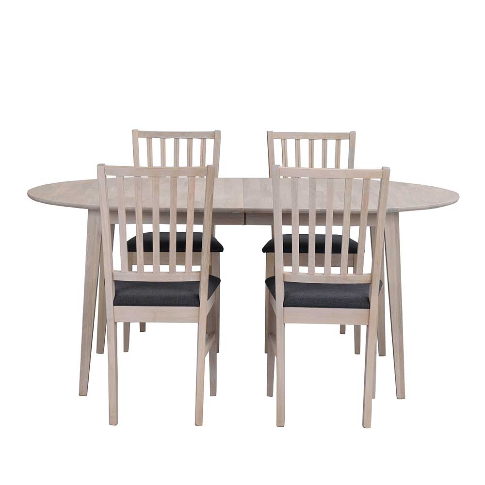 Ovaler Massivholztisch in White Wash Pessoa Eiche