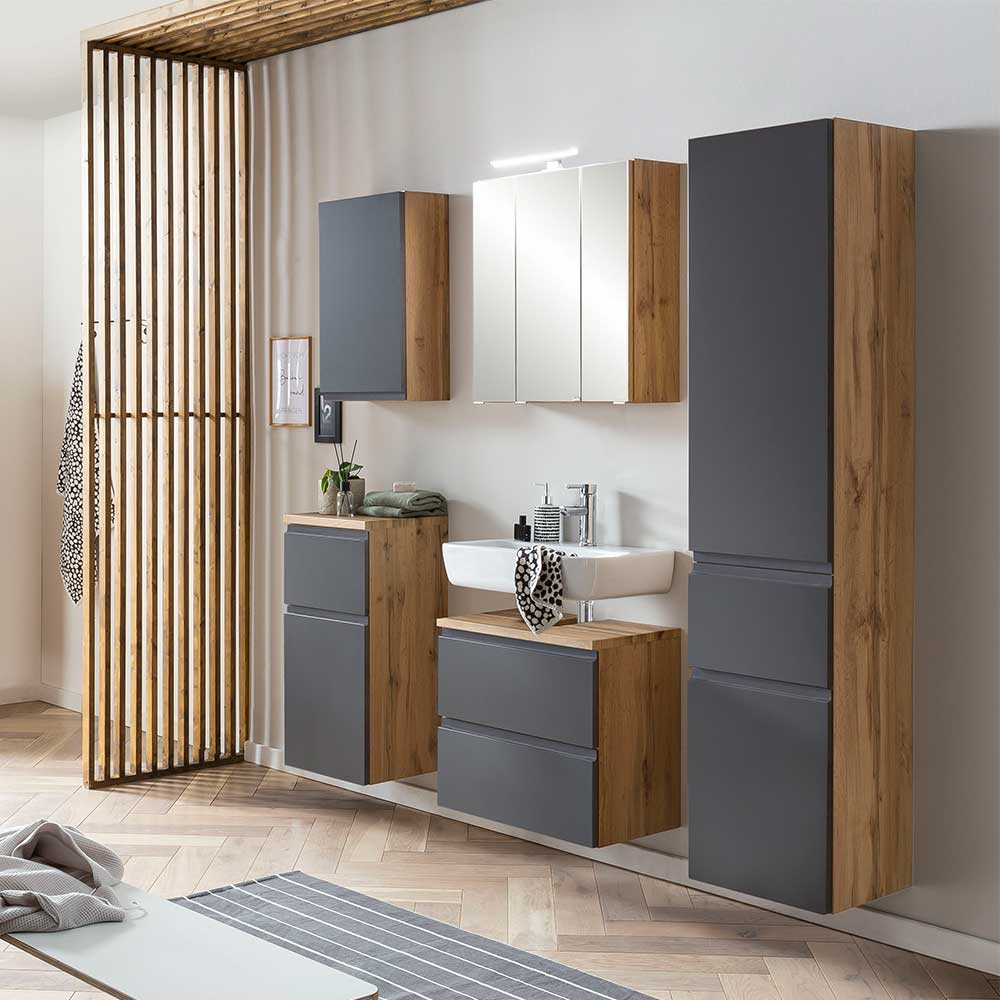 60cm Unterbeckenschrank in Grau & Wildeiche - Jambi