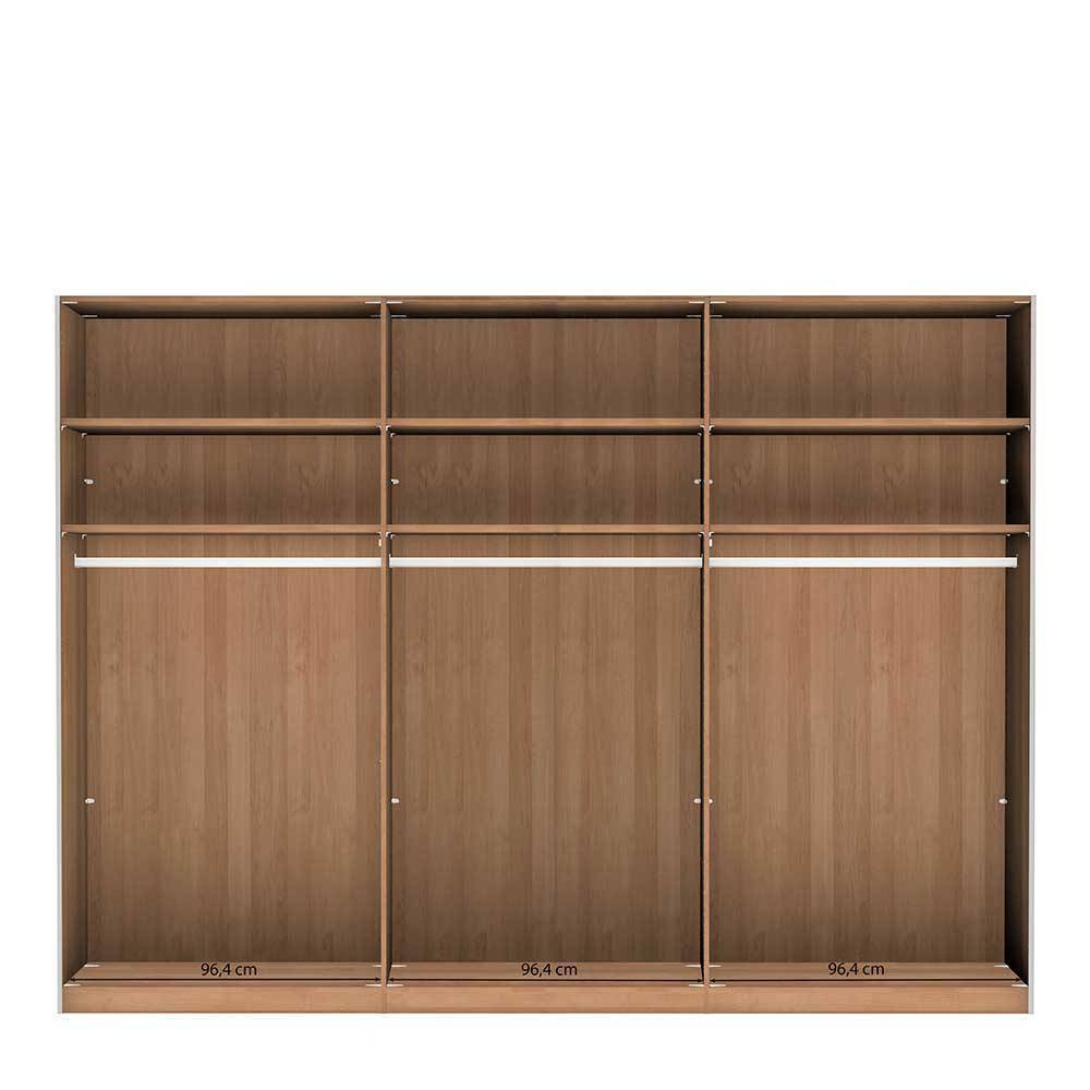 300 cm breiter Schwebetürenschrank mit Glas Beige - Nikoba