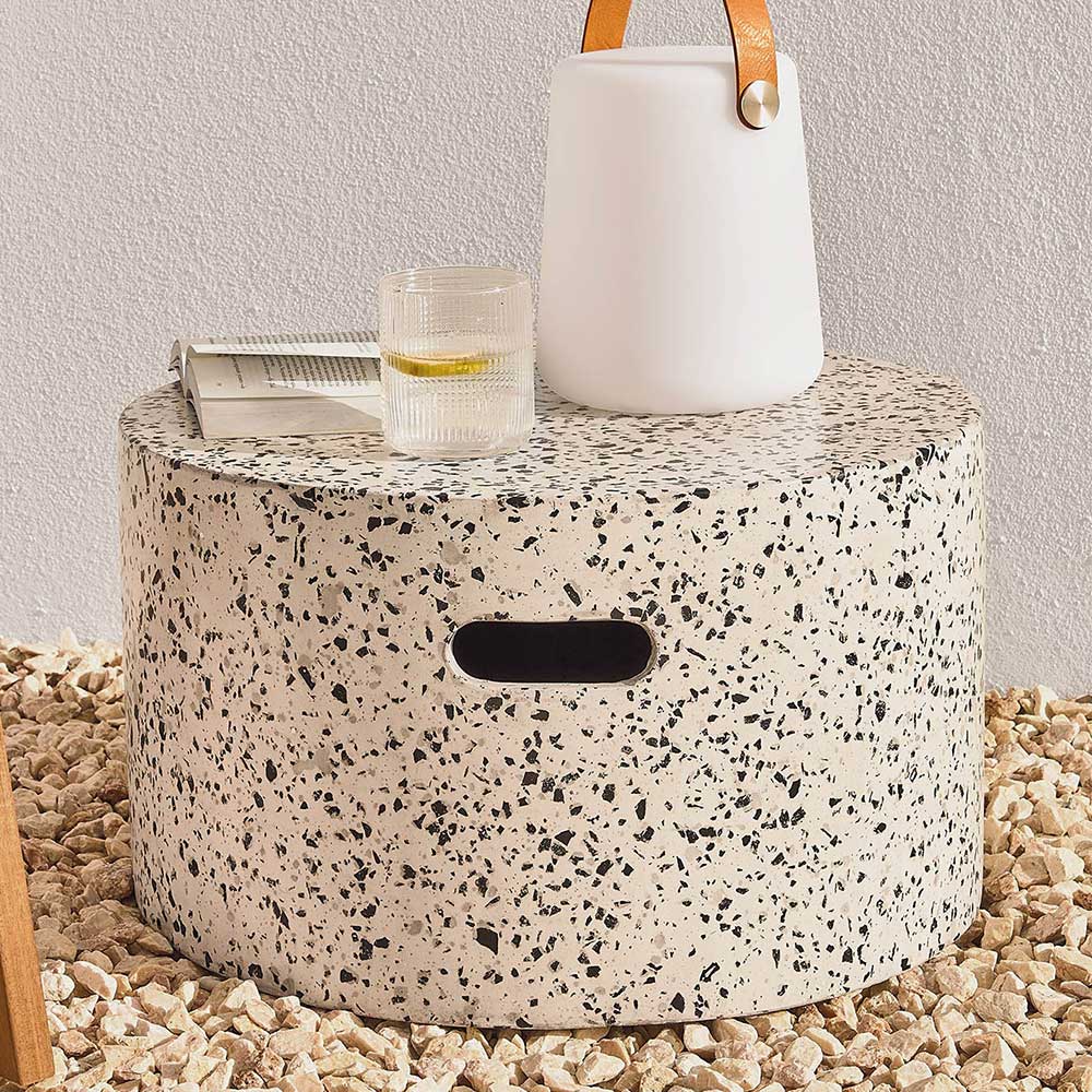 Beistelltisch aus Faserzement Terrazzo Weiß - Vin