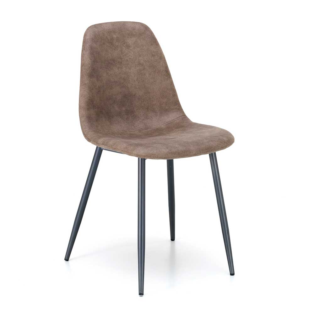 Kunstleder Stühle in Taupe Vintage - Fjord (4er Set)
