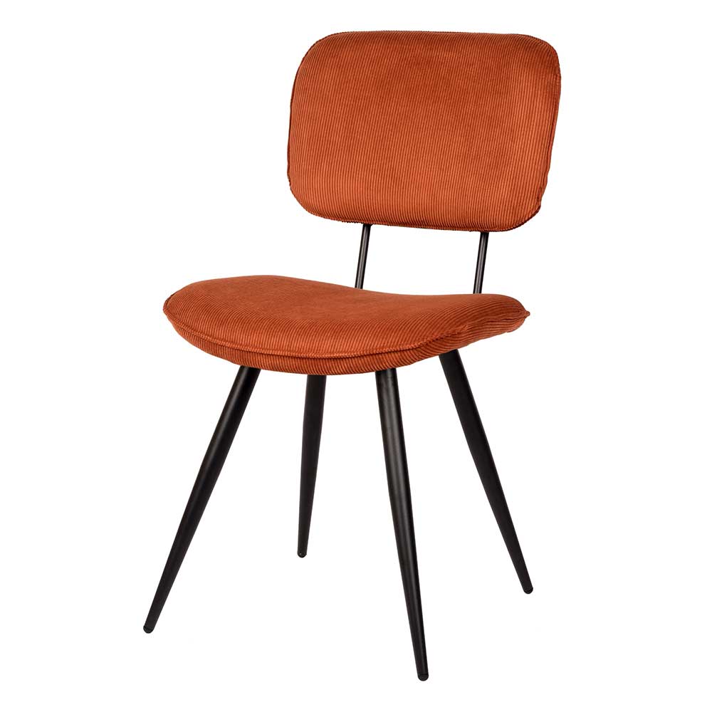 Retro Küchenstuhl in Rost Braun Cord-Bezug - Candeloco (2er Set)