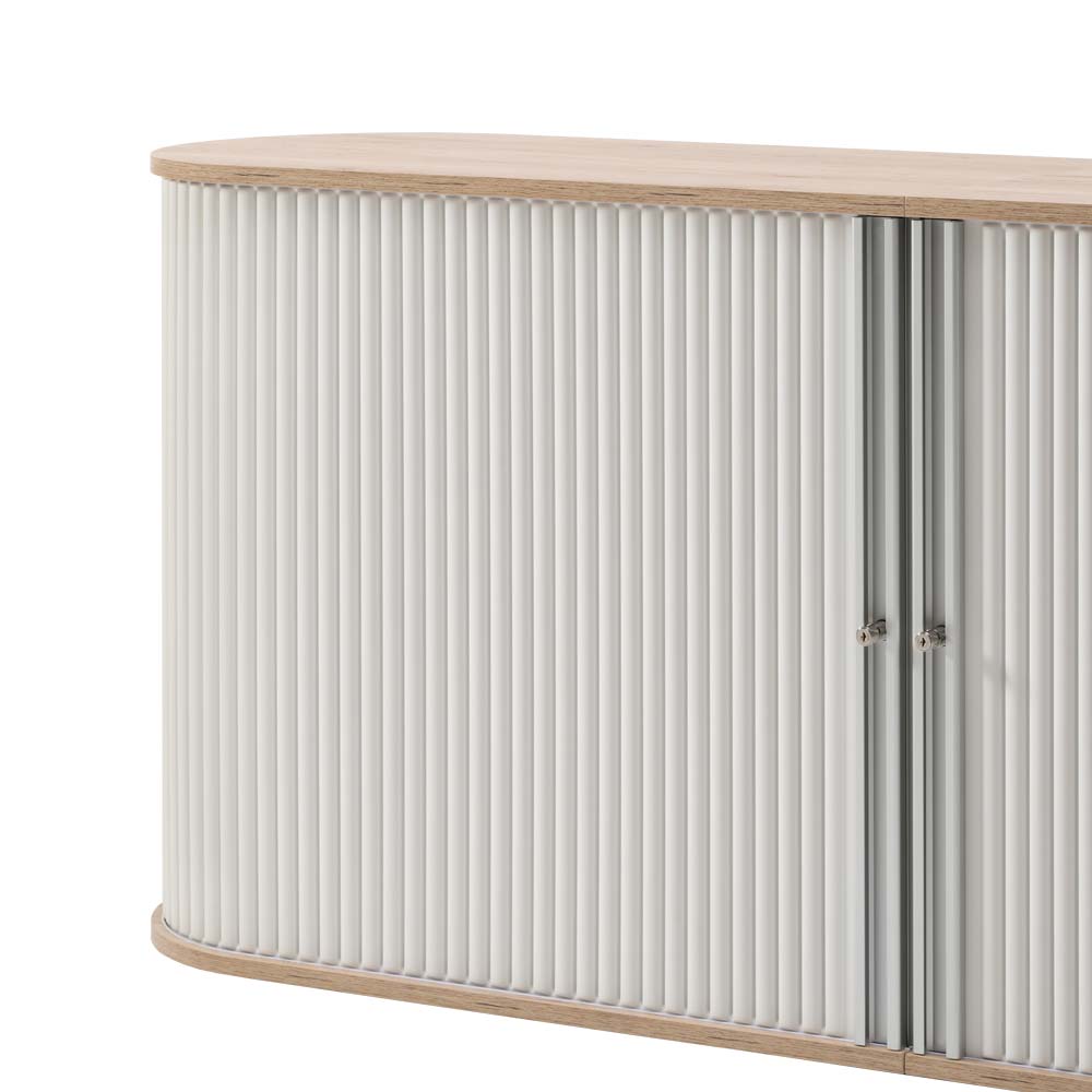 196cm Rollladen Sideboard in Weiß Eiche - Bassy