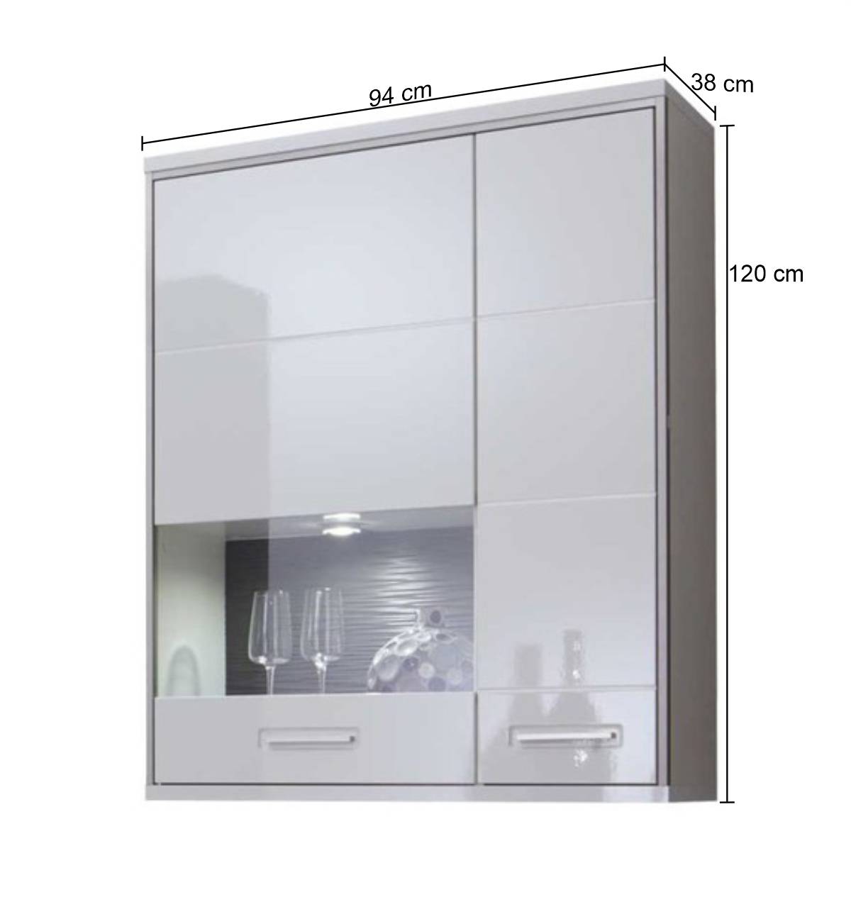 Wohnwand Hängevitrine Tacroma in Weiß Hochglanz