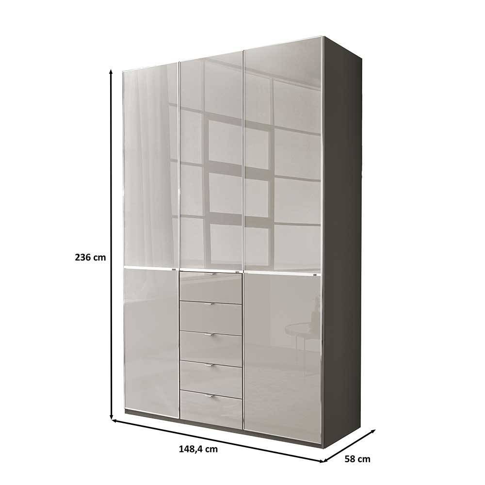Design-Schlafzimmerschrank in Hellgrau Glas - Korcula