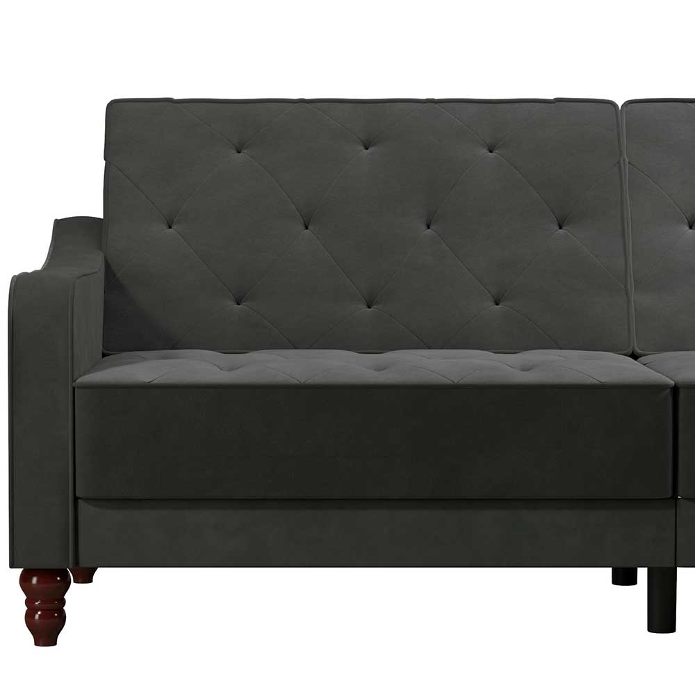 Samtsofa mit Bettfunktion in Dunkelgrau - Rubanina