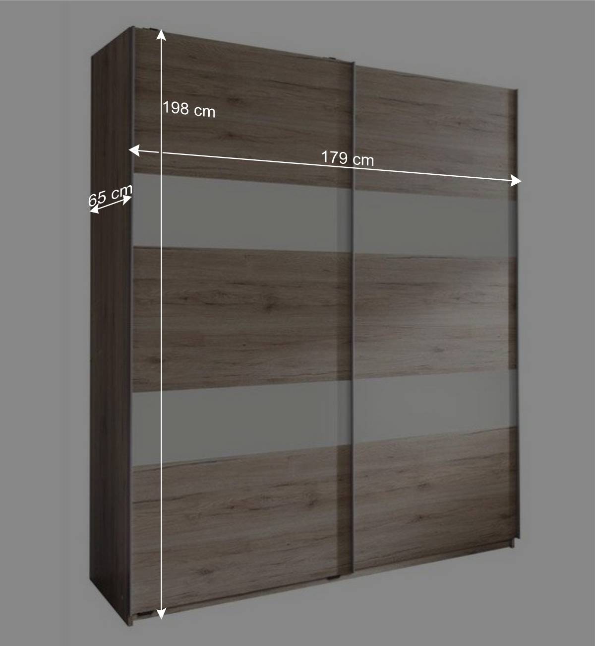 Schwebetürenschrank in Eiche San Remo & Weiß - Binokaranka