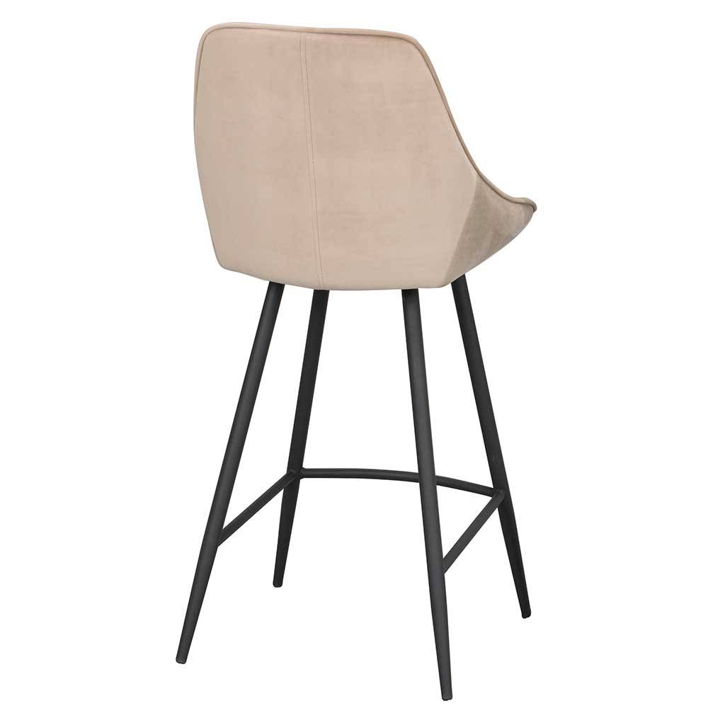 Barstühle aus Samt in Beige - Linaxo (2er Set)