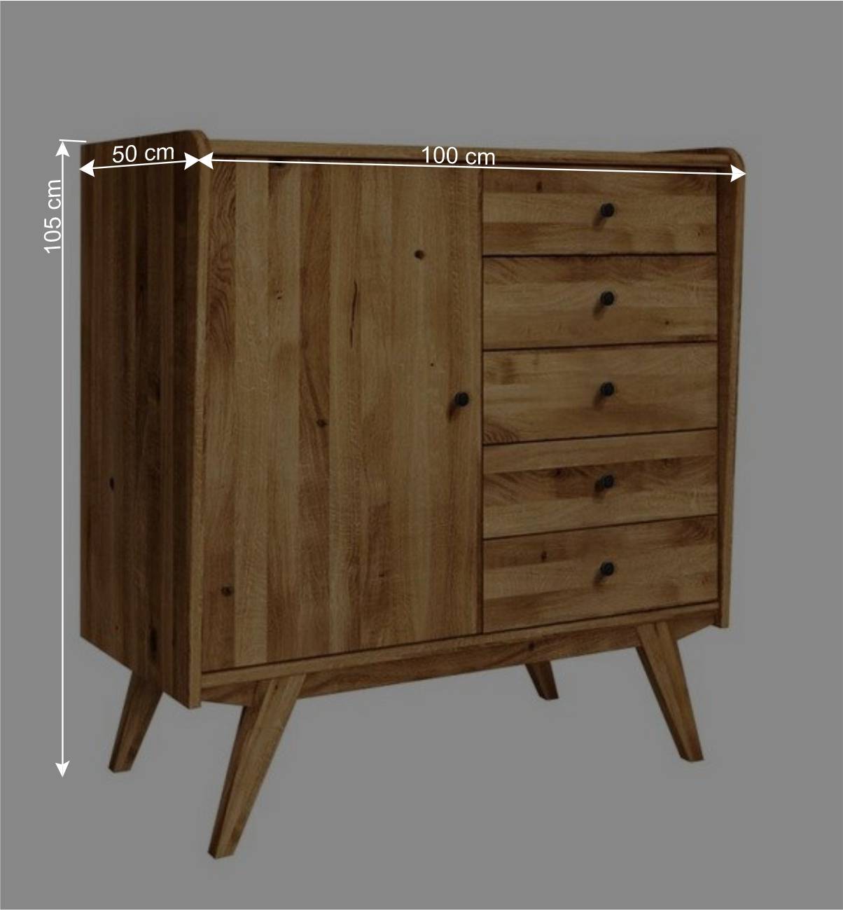 100x105x50 Kombi Kommode im modernen Retro Look - Hardus