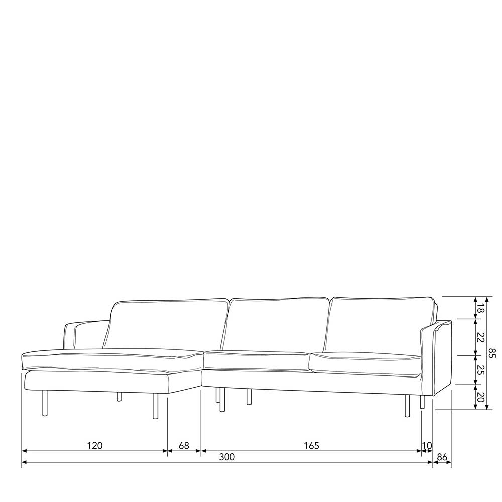 Wohnlandschaft L Sofa in Blau Samt - Cumagon