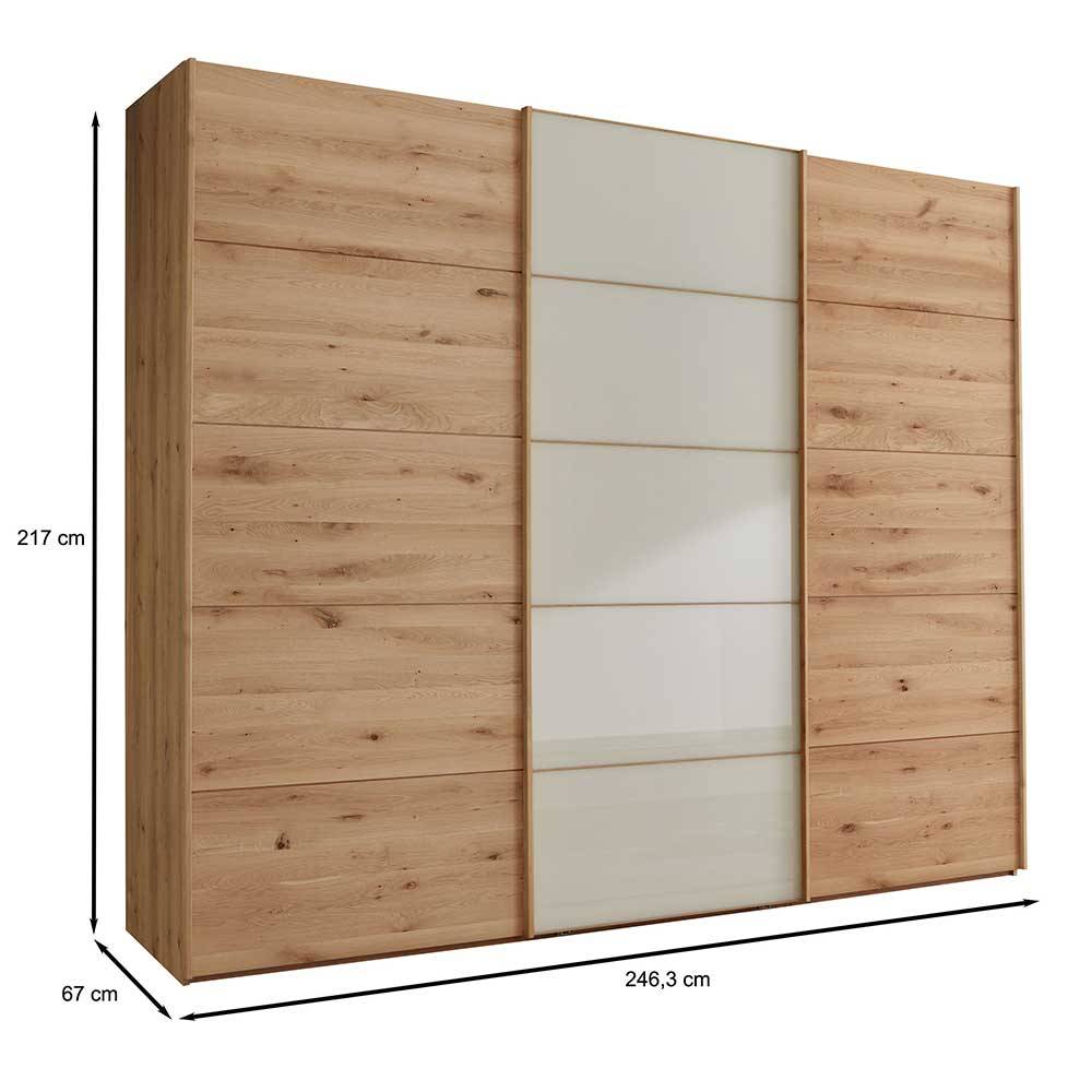 Schiebetüren-Kleiderschrank Maße 217 cm Höhe, 246,3 cm Breite, 67 cm Tiefe – Nikoba