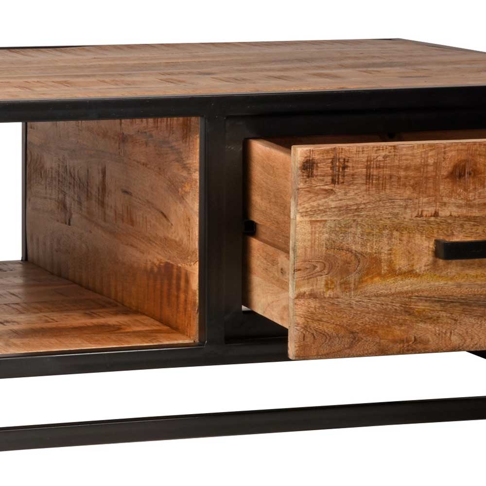 Industrial Couchtisch mit 2 Schubladen & Fach - Piatrasun