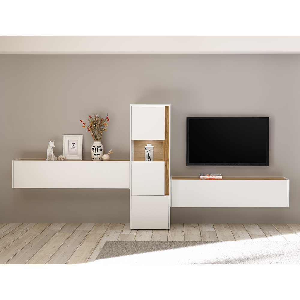 Design Wohnwand 350 cm breit - Nonessia I (dreiteilig)