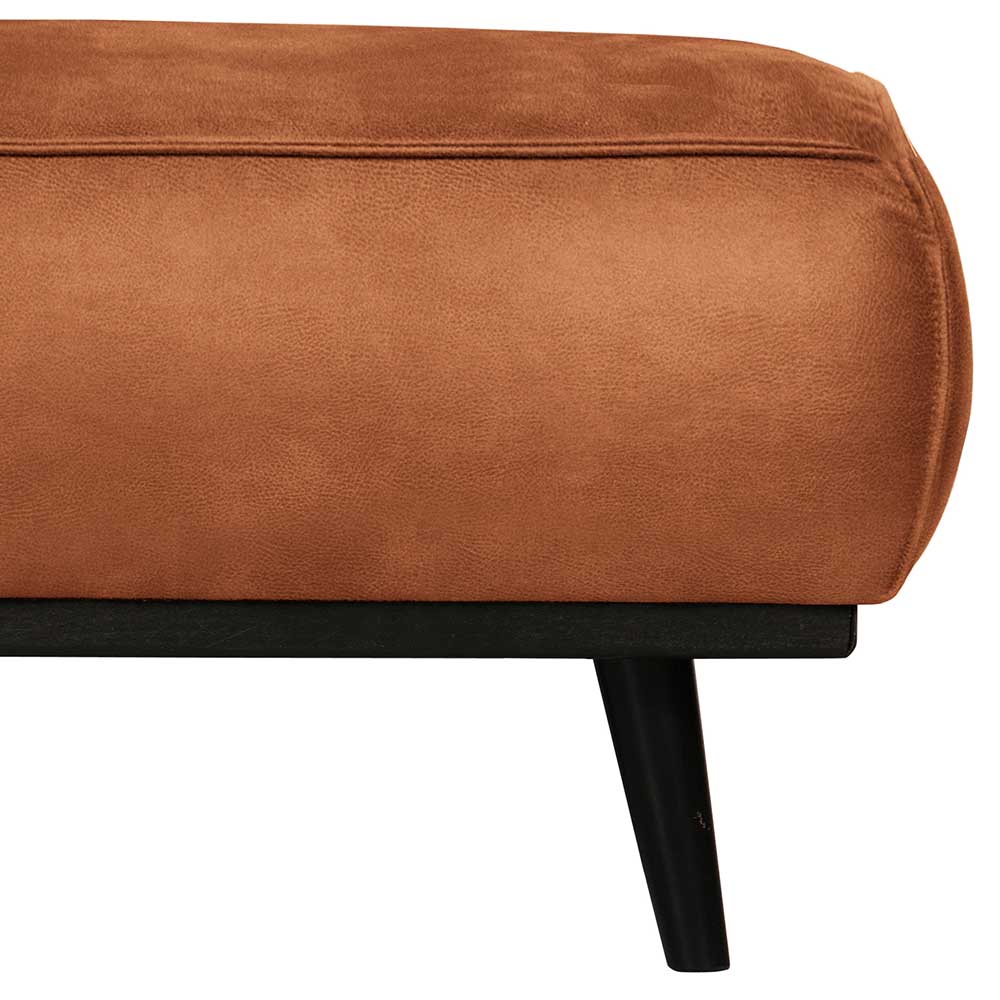 Leder Polsterhocker in Cognac Braun & Schwarz - Albin