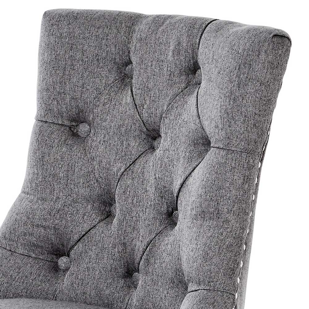 Chesterfield Stuhl in Grau meliert und Schwarz - Menton