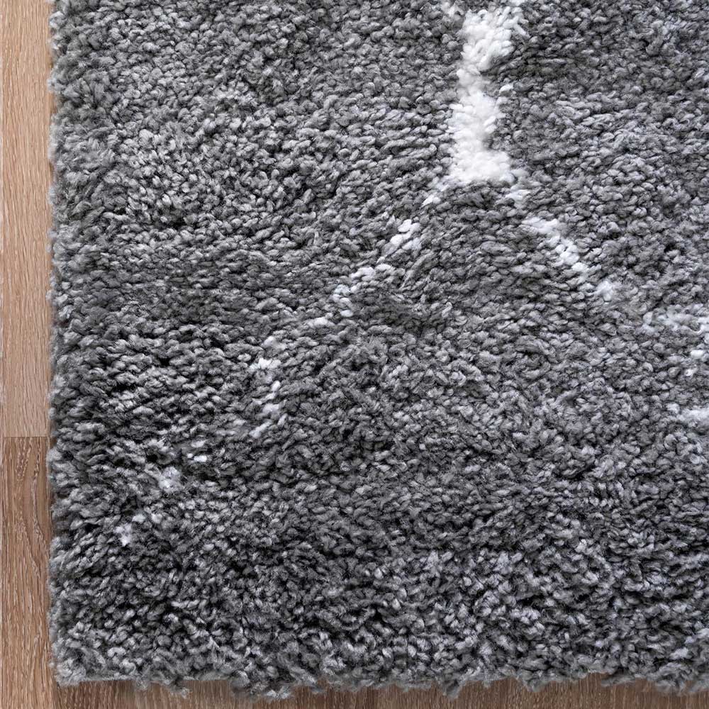 Hochflor Teppich in Grau und Creme - Ilena