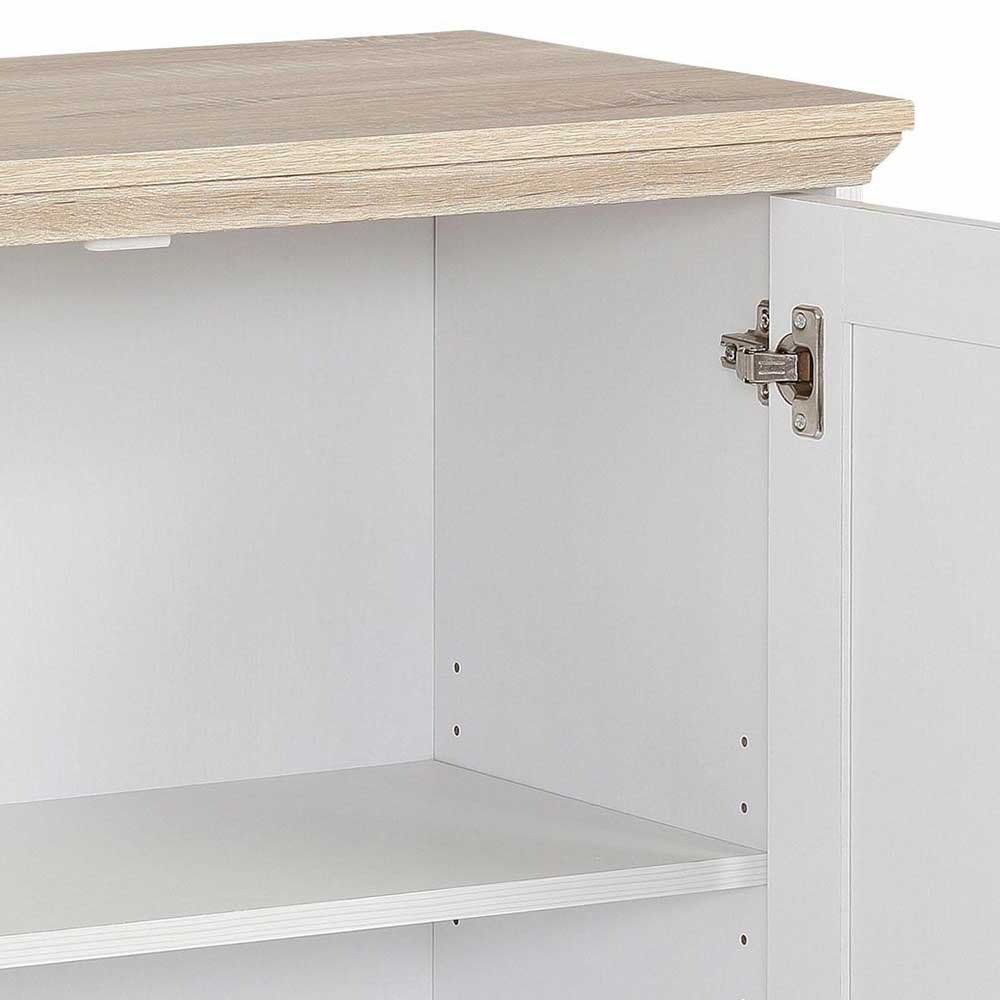 84x80x35 cm Schrank in Weiß & Eichefarben - Akedra