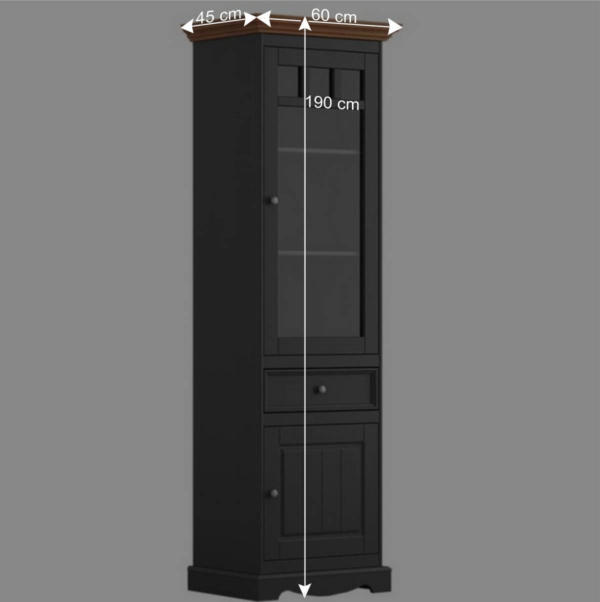 Modern Country Vitrine in Grau & Kiefer - Eromsia