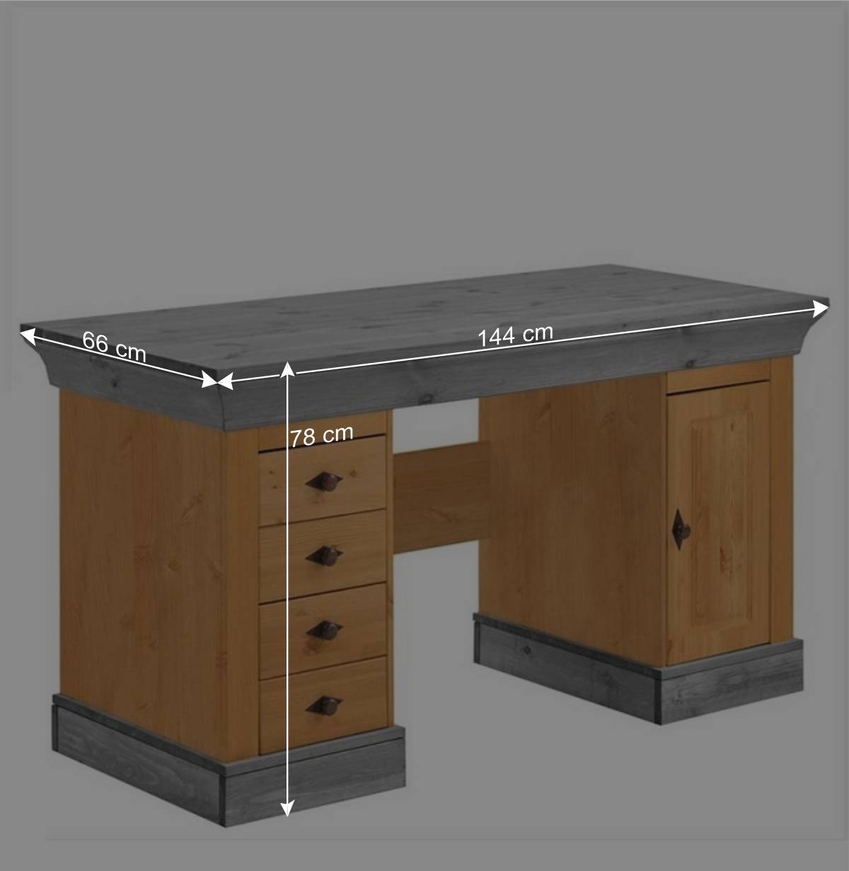 144x66 Landhaus Holz-Schreibtisch zweifarbig - Eshelas