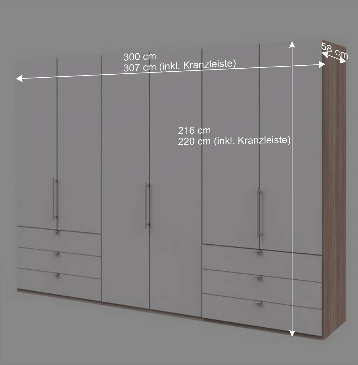 300cm Kleiderschrank mit Griffen aus Metall - Vaclyn