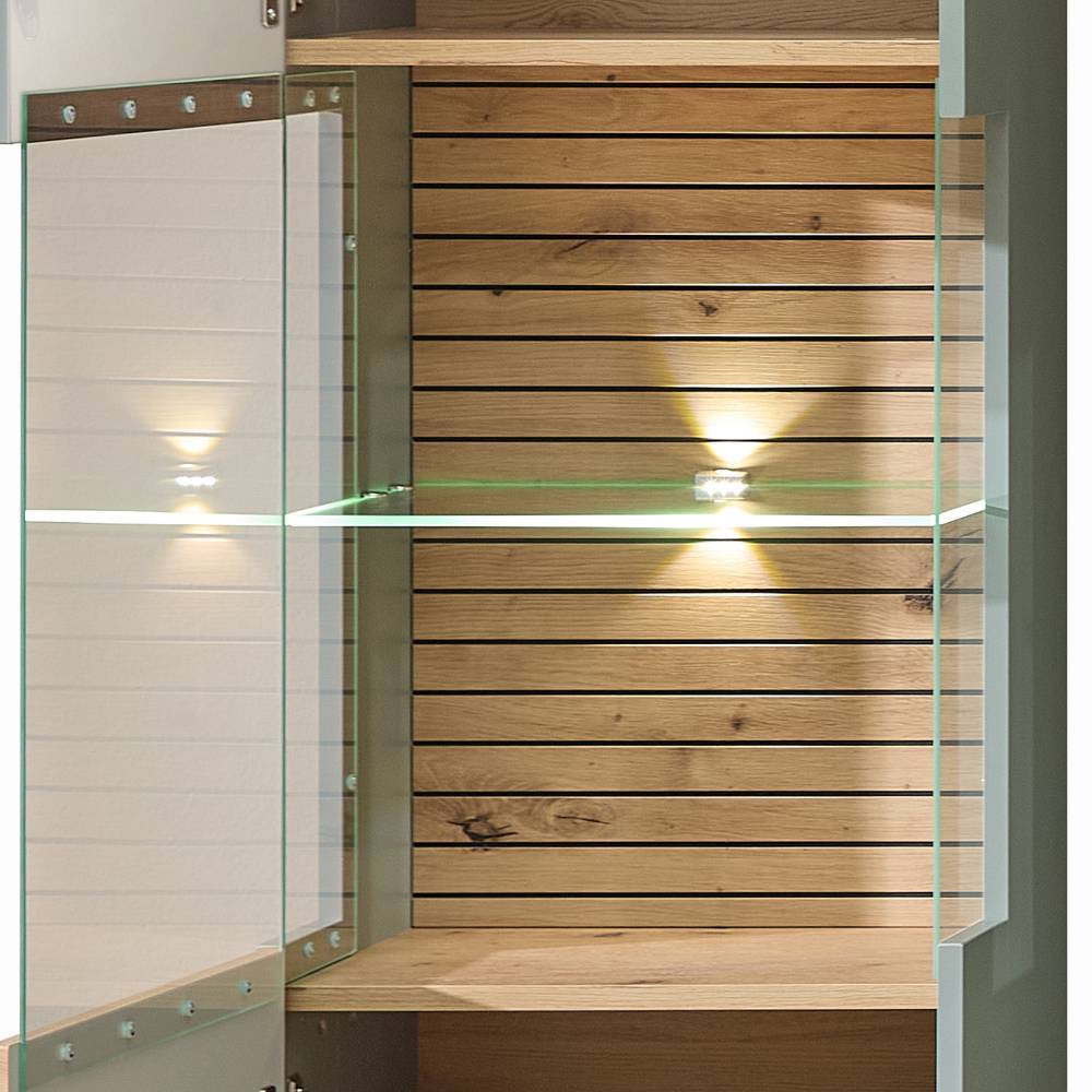 Vitrine in Graugrün und Wildeiche - Halimi