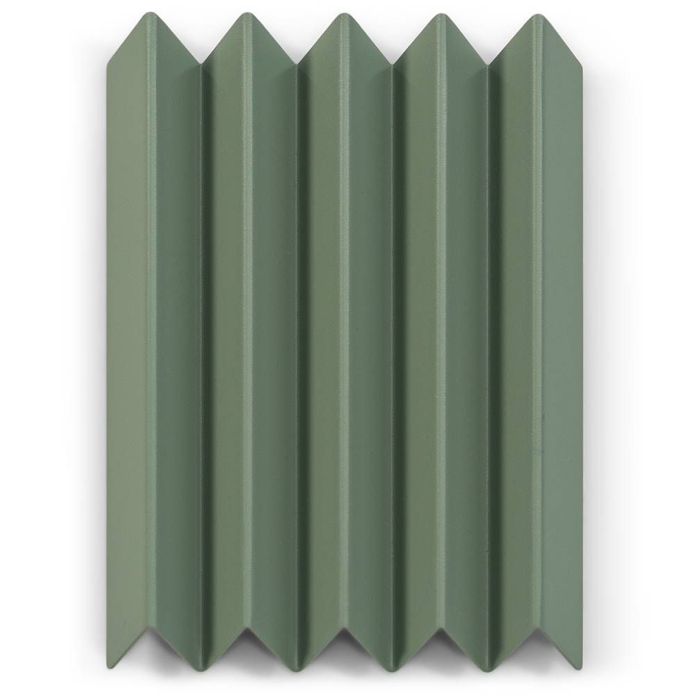 Graugrüne Design-Metallgarderobe mit vertikal gefalteter Oberfläche – Onlio