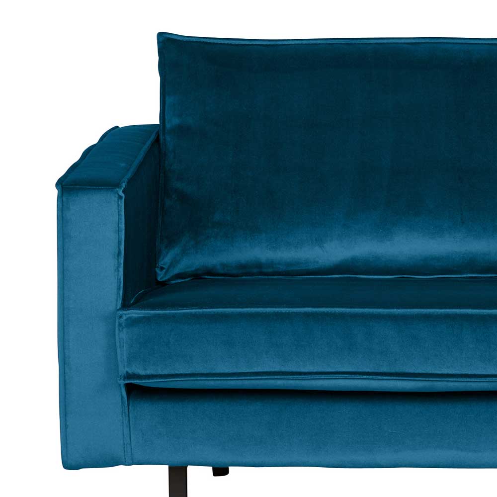 Blauer Samt-Sessel Cumagon im Retrostil