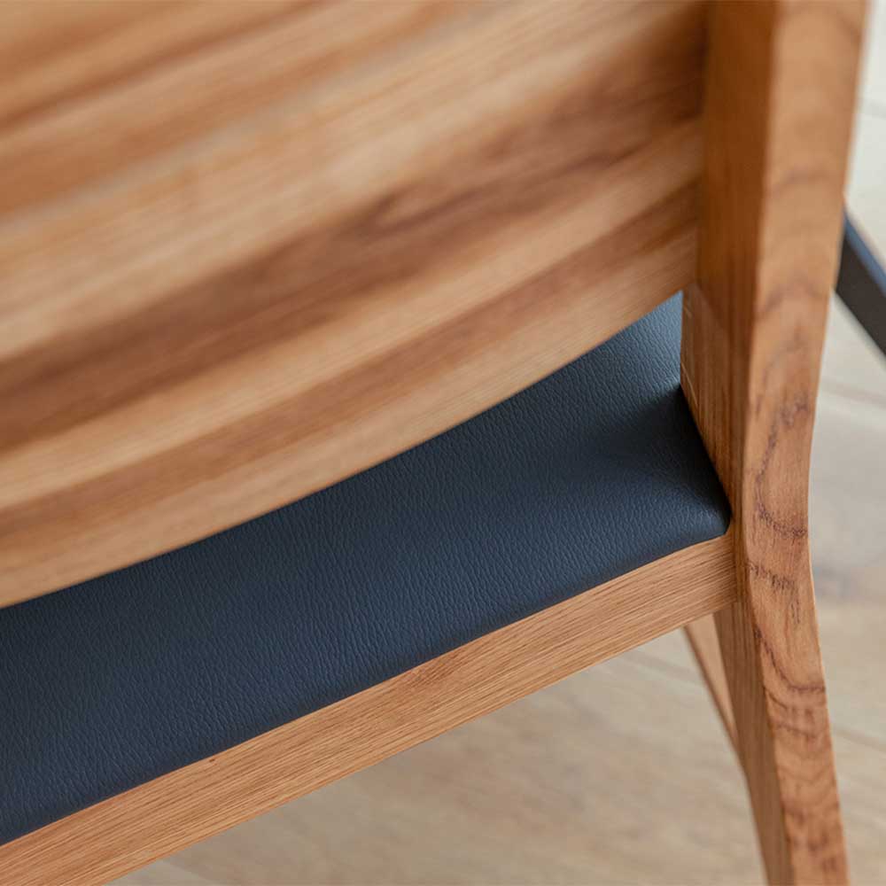 Design Holzstuhl massiv mit Kunstleder Sitz - Dosario