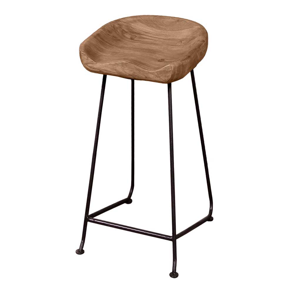 Industrial Barhocker Smantana aus massivem Akazienholz