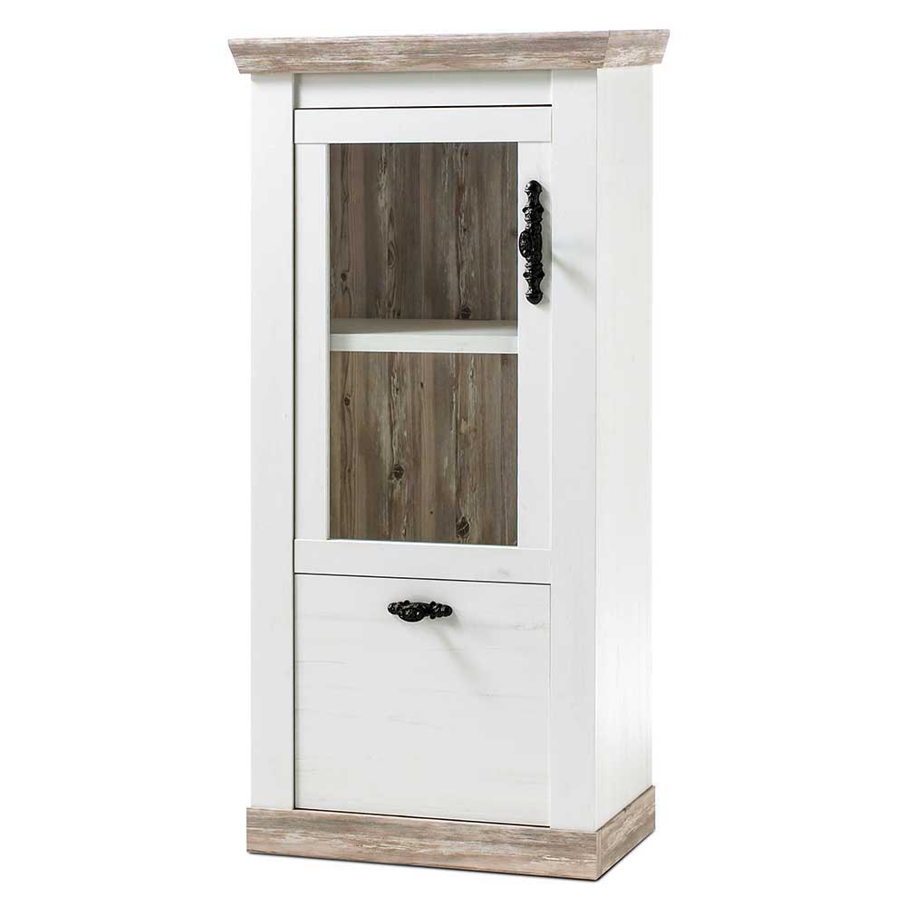 Vitrine im skandinavischen Stil Nedita in Weiß