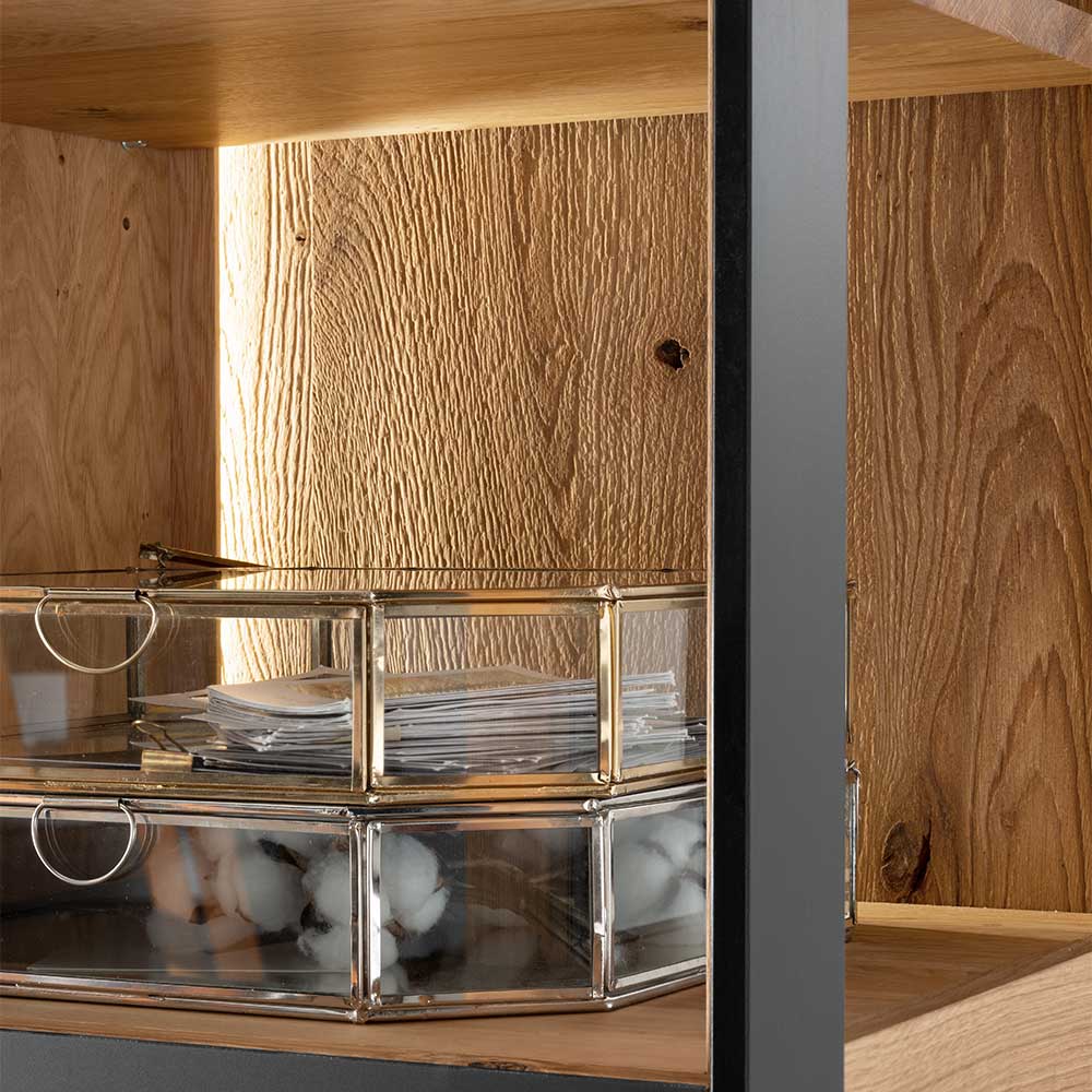 128x143x42 Wohnzimmer Highboard mit LED Licht - Viligrana