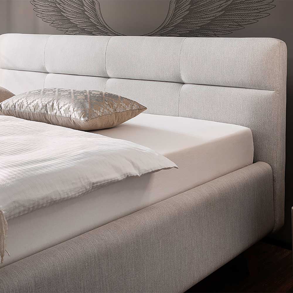 Elegantes Stoffbett in Hellgrau & Eiche - Yilton
