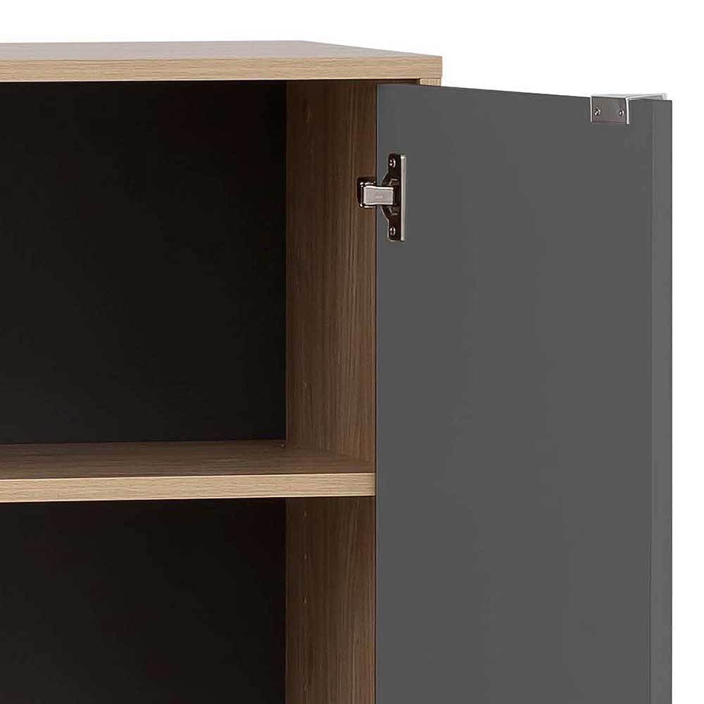 Modernes Highboard in Dunkelgrau & Eiche Hell - Vonza