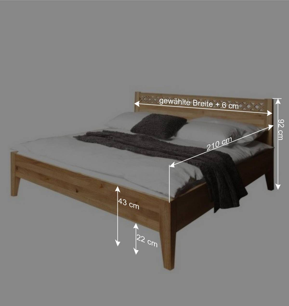 Wildeiche Holzbett Masdamos massiv geölt