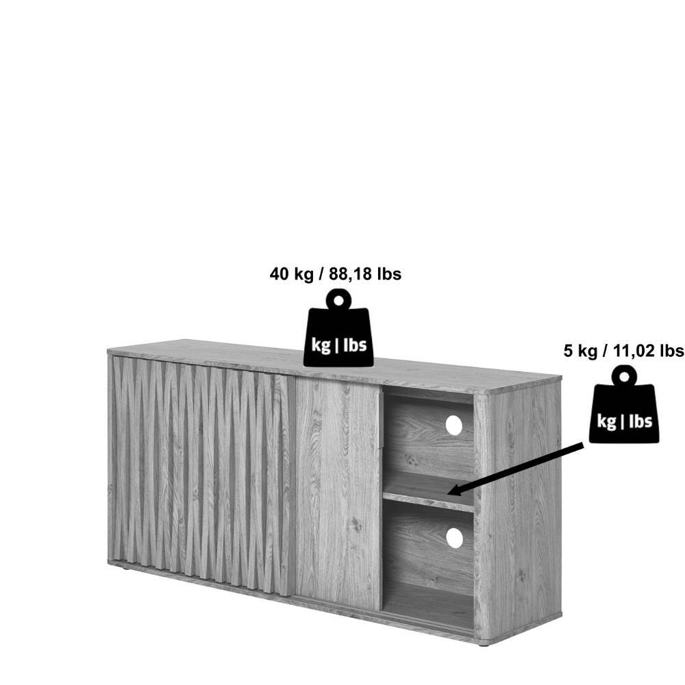 Schiebetüren-Sideboard in Eiche Holzoptik - Lavencia
