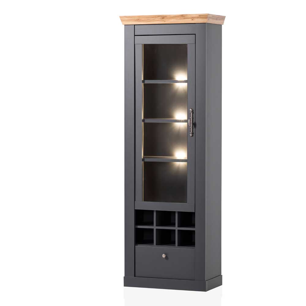 1-türige Vitrine mit Flaschenfächern & Schublade - Lionel