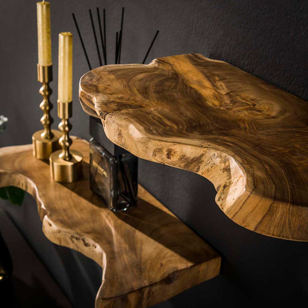 Teak Wandboard Trio mit Naturkanten - Matthis (dreiteilig)