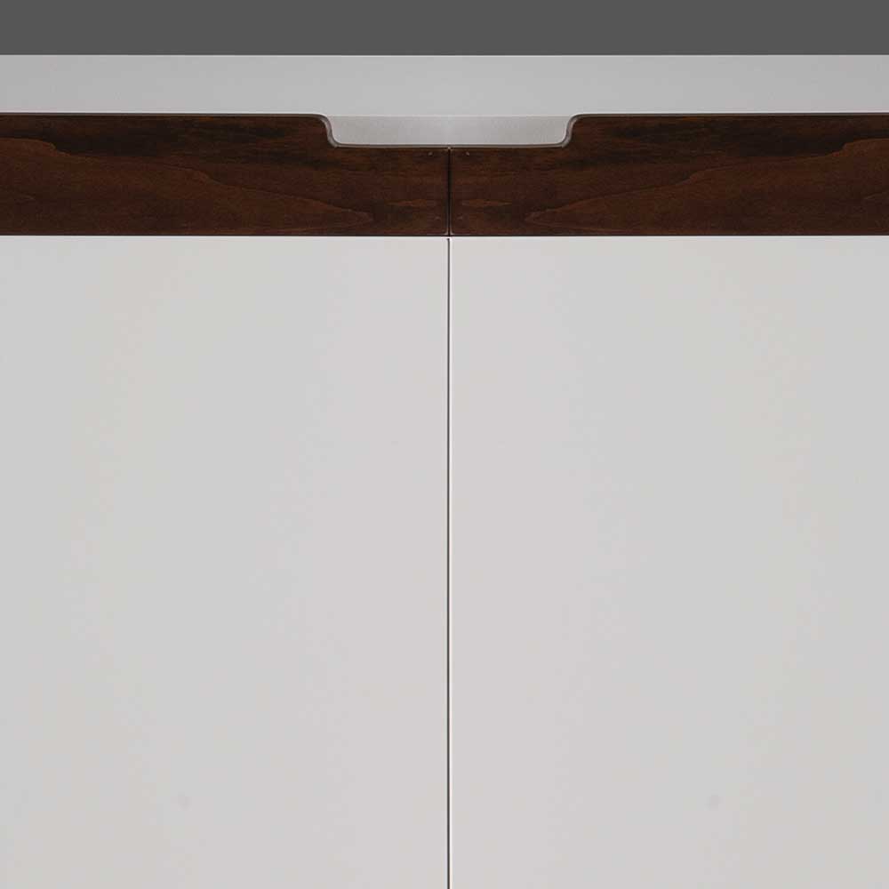 2-türige Design Kommode in Weiß & Nussbaum - Onesty