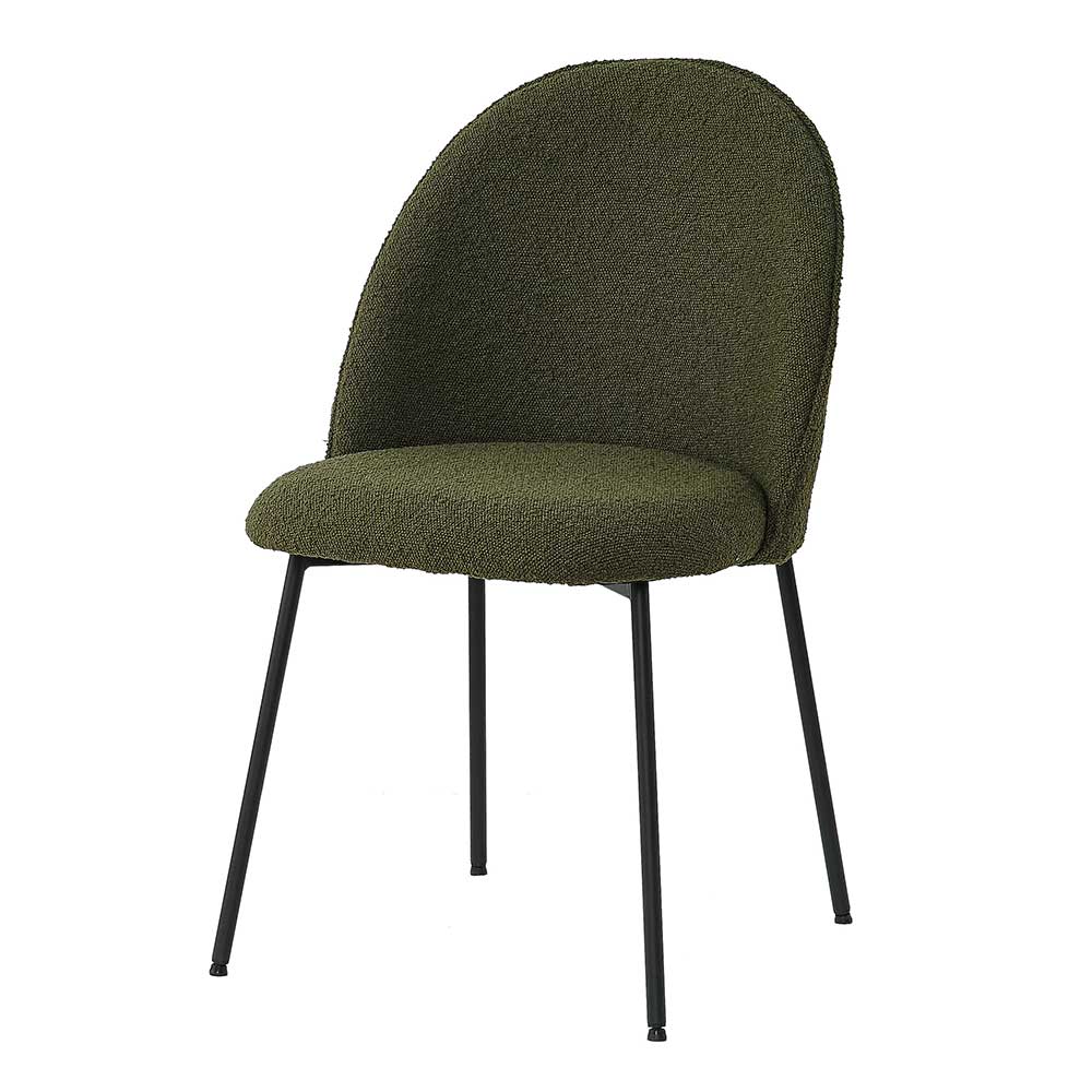 Polsterstuhl in Dunkelgrün Boucle - Fontana (2er Set)